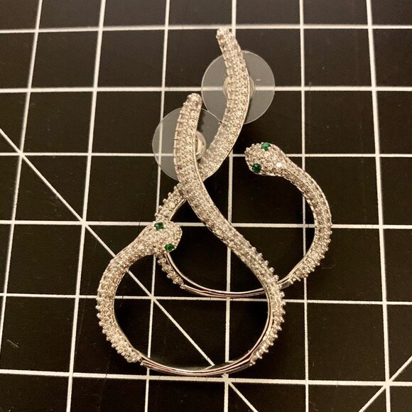 Silver Snake Dangle Earrings - Picture 6 of 7